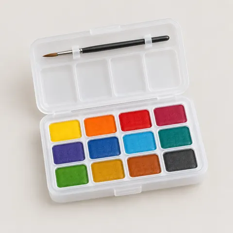 Kolomkar 12-Colour Watercolour Cake Set with Brush